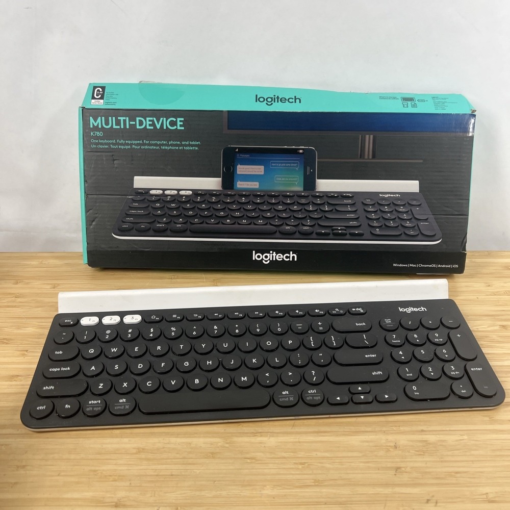 Logitech K780 Multi-Device Wireless Bluetooth Keyboard w/ USB Dongle & Box